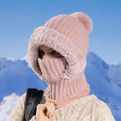 Women's Knitted Hat Mask One-piece Winter Windproof Hats & Caps