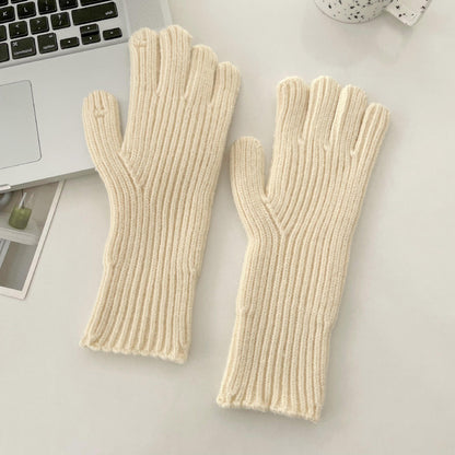 Color Woolen Knitted Candy Finger Open Gloves