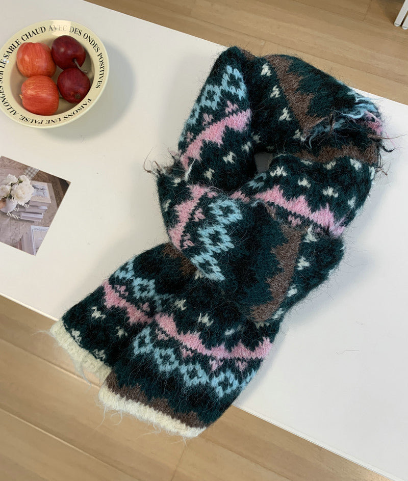 Jacquard Vintage Fair Thick Warm Winter College Style Scarfs