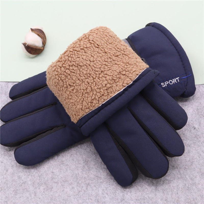 Men's Large Cotton Fleece-lined Thickened Cycling Cold Gloves