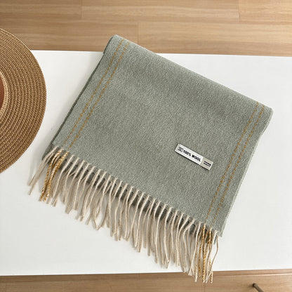 Winter Long Fringe Striped Shawl High Scarfs