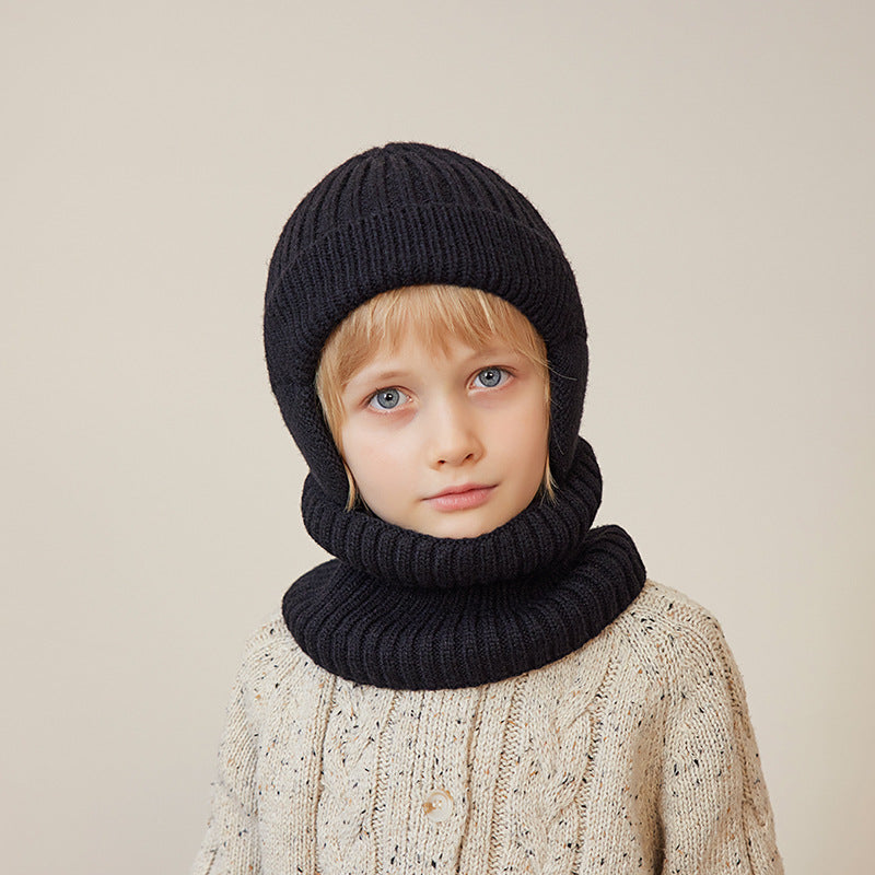 Children's Winter Fleece-lined Hat Set Knitted Woolen Boys Warm Ear Protection Kids' Headwear