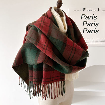 Women's Artificial Cashmere Warm Thick Shawl Plaid Scarfs