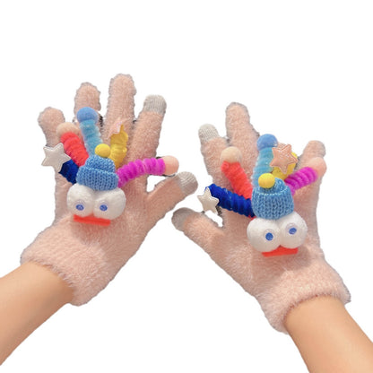 Screen Funny Plush Finger Female Winter Gloves