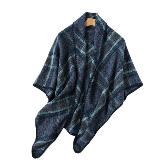 Women's Plaid Long Triangular Binder Warm Thickened Scarfs