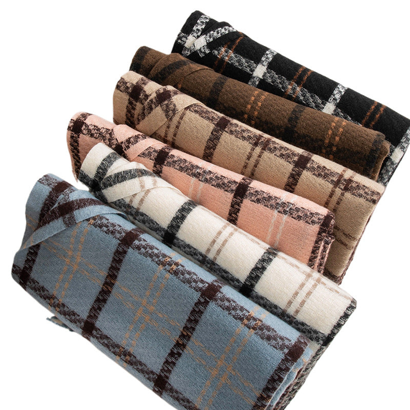 Style Sweet Warm Artificial Cashmere Plaid Couple Scarfs