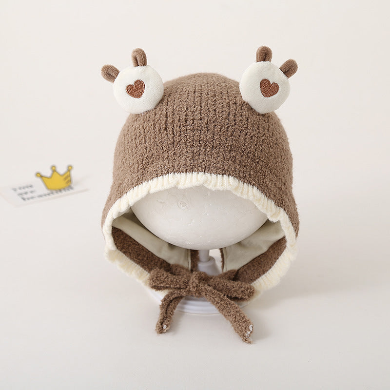 Thickened Warm Knitted Woolen Plush Bonnet Kids' Headwear