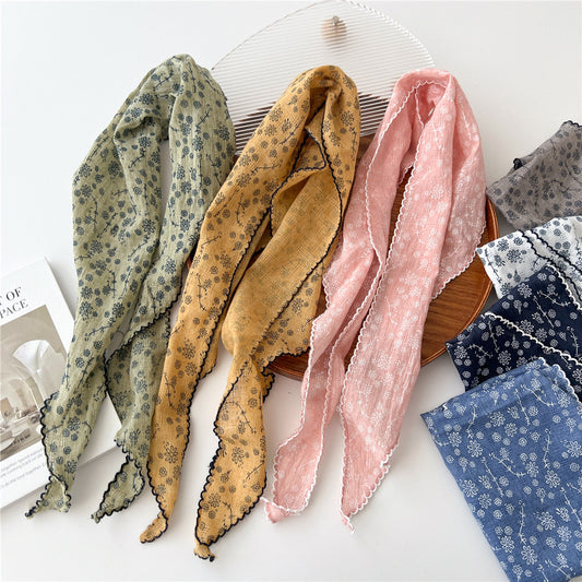 Women's Lace Triangular Binder Summer Small Floral Hair Band Scarfs