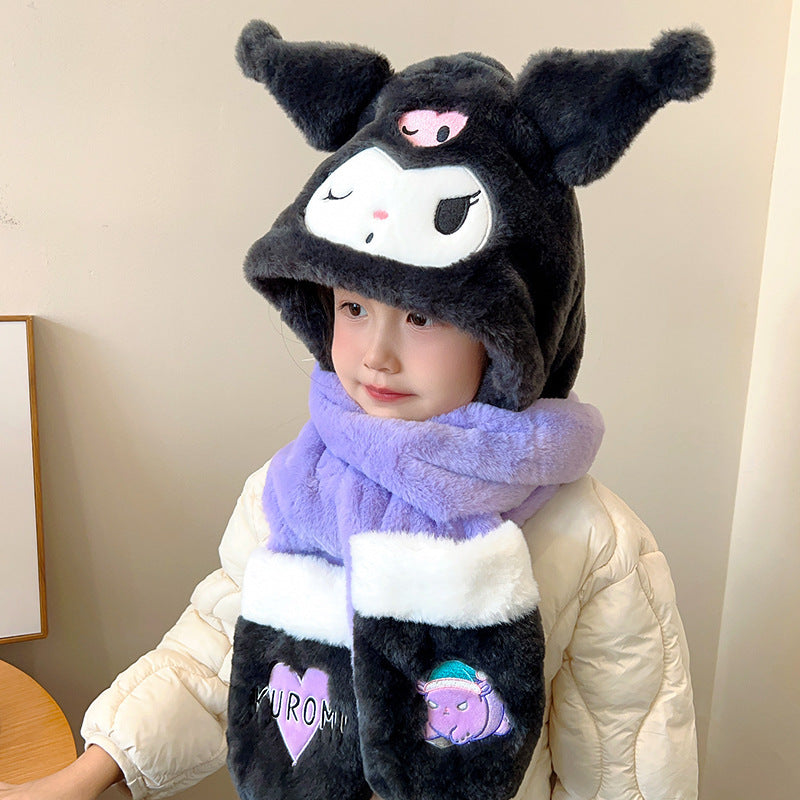 Children's Unicorn Hat Three-in-one Winter Warm Scarfs Kids' Headwear