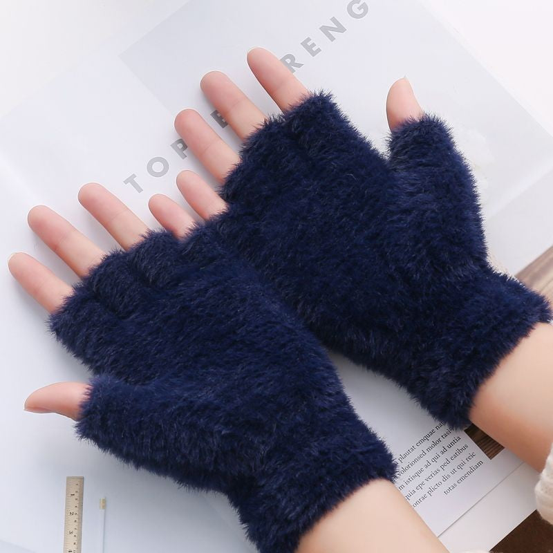 Finger Covered Plush Flip Knitted Warm Gloves