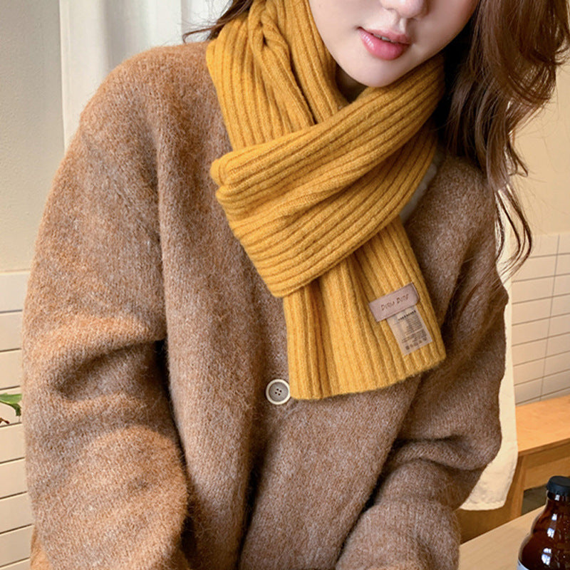 Women's & Men's Solid Color Woolen Knitted For Winter Neck Warmer Thickened Scarfs