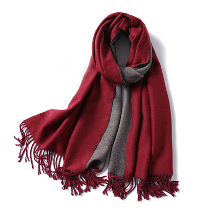 Women's & Men's Cashmere Winter Thickened Warm Double-sided Two-color Scarfs