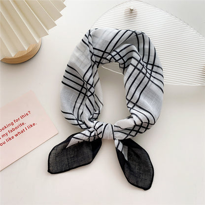 Women's Cotton Linen Small Square Towel Autumn Summer Bandana Headband Scarfs