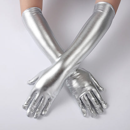 Women's Sexy Patent Leather Holiday Performance Etiquette Gloves