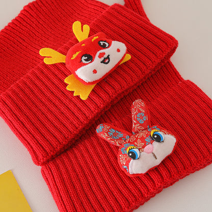 Women's & Men's Red Funny Festive Knitted Winter Keep Kids' Headwear