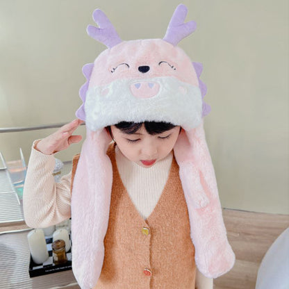 Children's Ears Moving Plush Bonnet One-piece Will Kids' Headwear