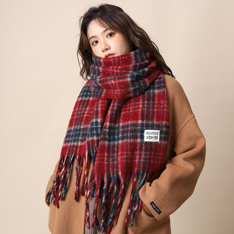 Women's Plaid Korean Thickened British Shawl High-grade Scarfs