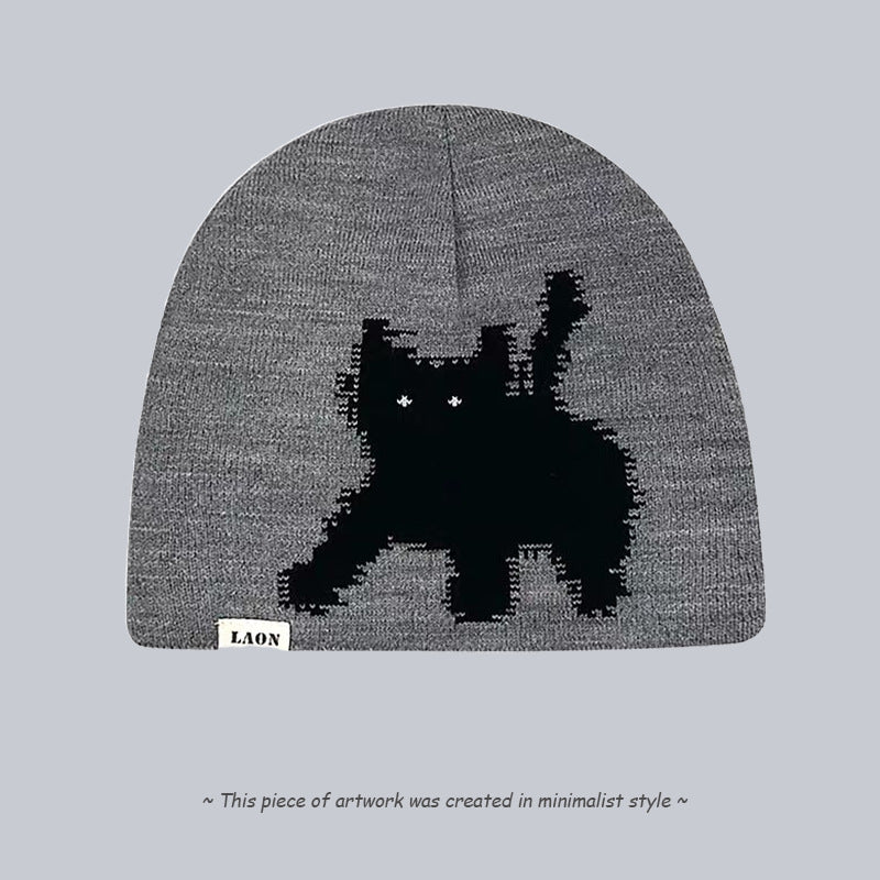 Women's Style Casual Gray Black Knitted Hat Street Face Slimming Hats & Caps