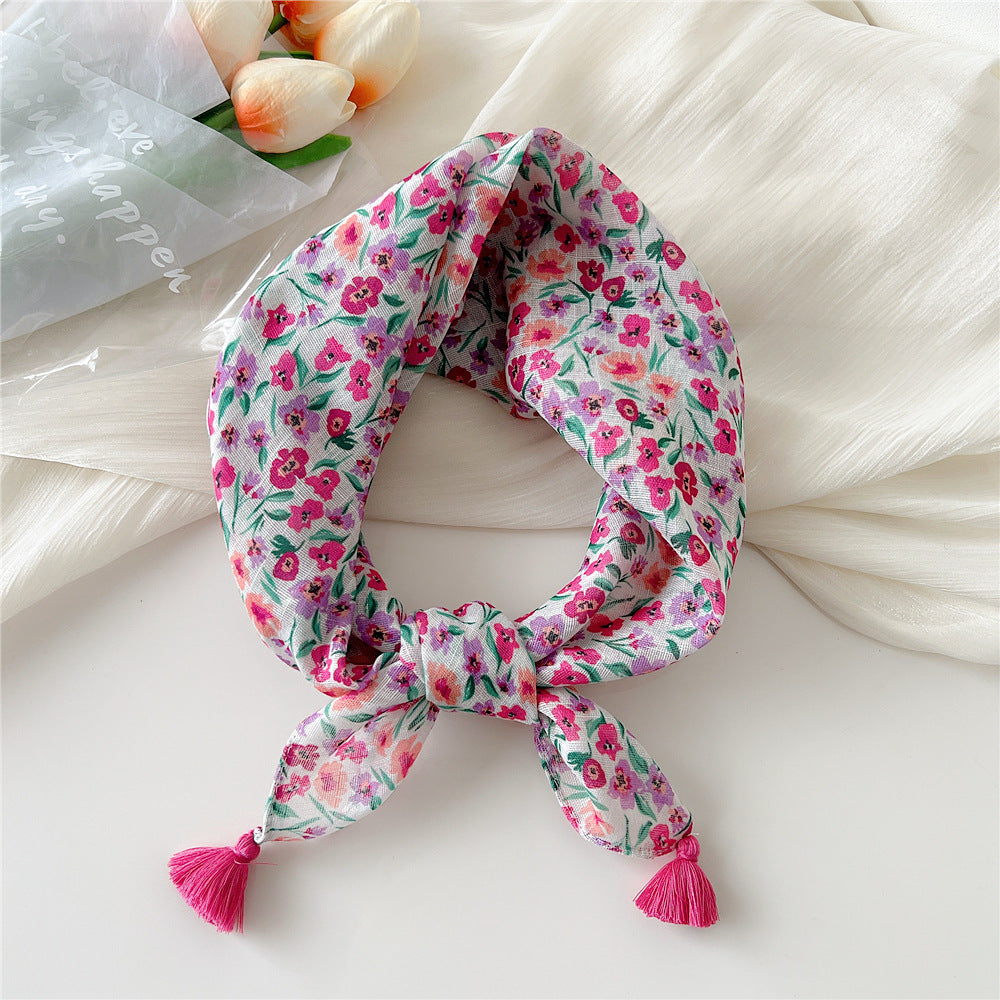 Women's Linen Small Square Towel Neck Decorative Scarfs