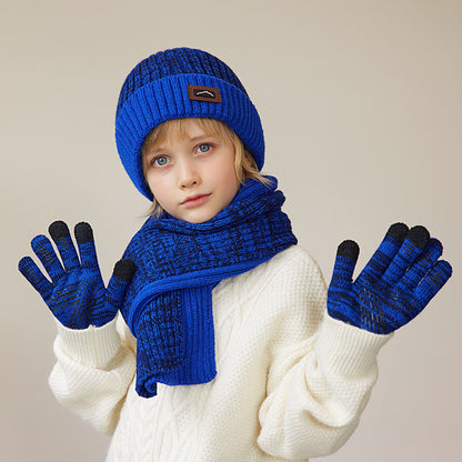 Children's Three-piece Winter Boy Outdoor Keep Warm Kids' Headwear