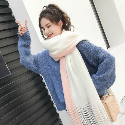 Women's Color Matching Warm Korean Style Cashmere Scarfs