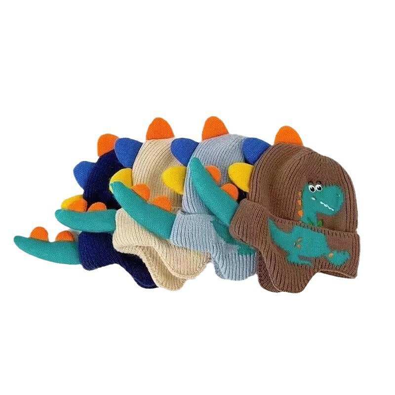 Children's Boy Cute Super Dinosaur Knitted Windproof Kids' Headwear