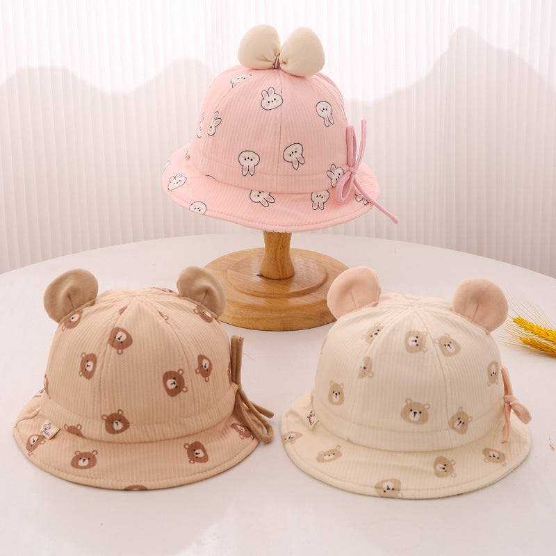 Spring Autumn Grade Bucket Hat Soft Sweet Bow Kids' Headwear