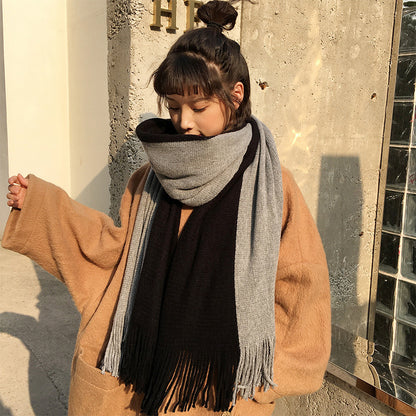 Women's Color Matching Warm Korean Style Cashmere Scarfs