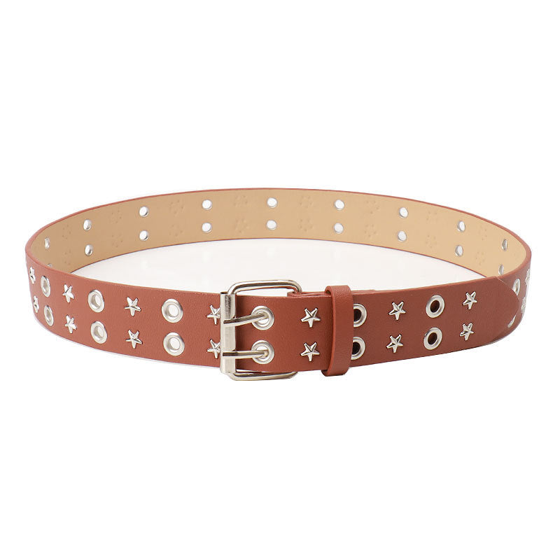 Women's Air Eye Female Rivet Punk Double Belts