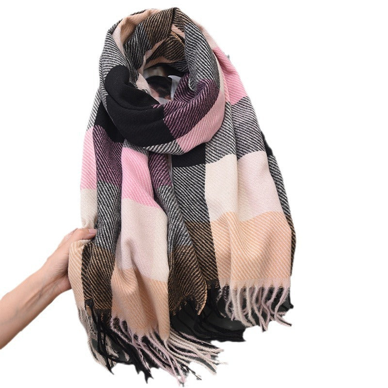 Women's Style Artificial Cashmere Classic Plaid Casual Tassel Scarfs