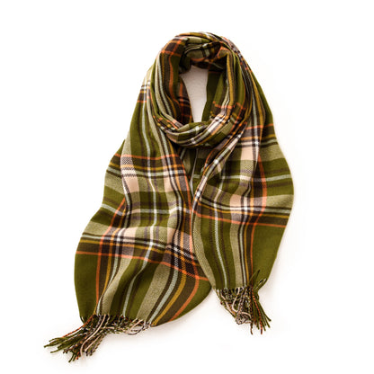 Women's Stall Winter Temperament Plaid Warm Tassel Scarfs