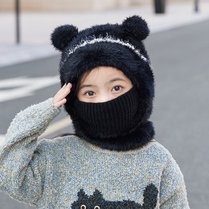 Children's Mask One-piece Thermal Windproof Earflaps Slipover Kids' Headwear