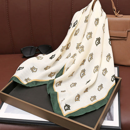 Women's Cotton Linen Square Korean Style Printed Fashion Sweet Tie Scarfs