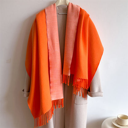 Women's & Men's Cashmere Winter Thickened Warm Double-sided Two-color Scarfs