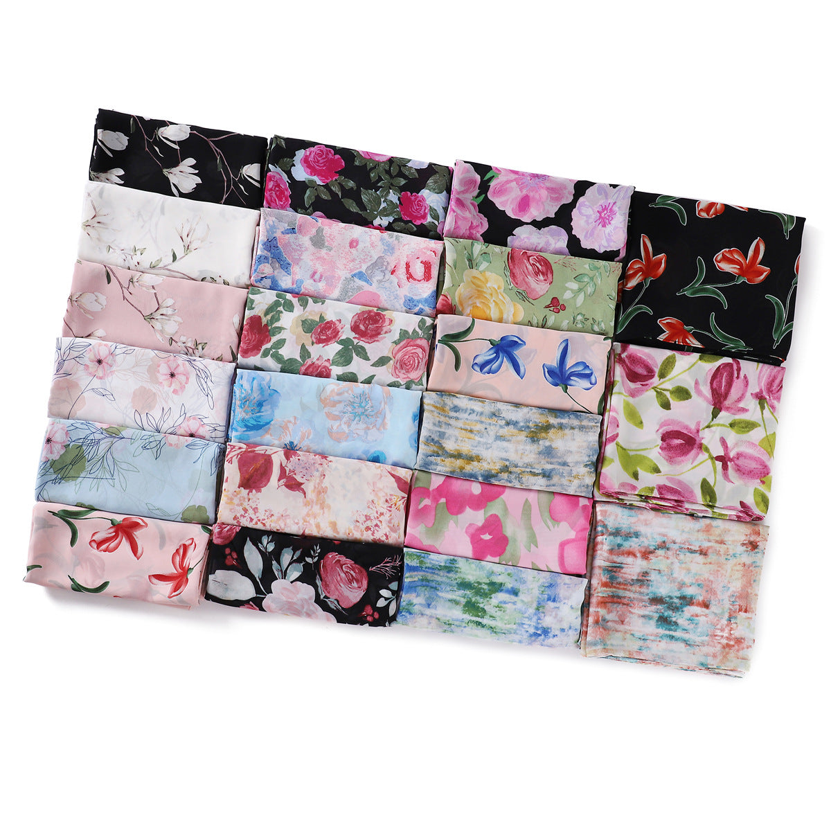 Women's Breathable Pearl Chiffon Print Collection Fashion Scarfs