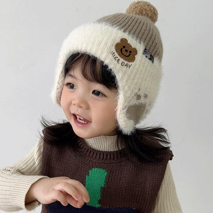 Children's Fleece-lined Bear Cute Mink Fur Korean Style Fashion Kids' Headwear