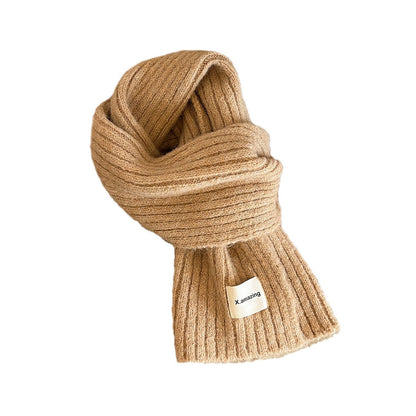 Women's Pastoral Style Knitted Wool For Winter High-grade Solid Color Scarfs