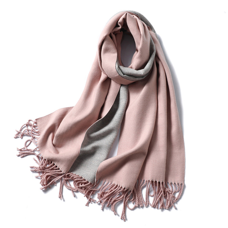 Women's & Men's Cashmere Winter Thickened Warm Double-sided Two-color Scarfs