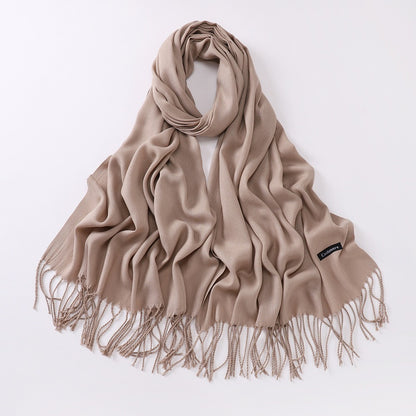 Imitation Cashmere Solid Color Long Warm Scarfs