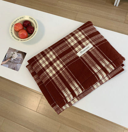 Retro Color Matching Plaid Thickened Warm Scarfs