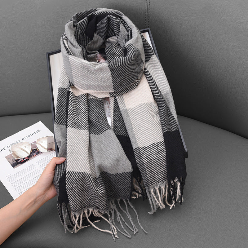 Women's Style Artificial Cashmere Classic Plaid Casual Tassel Scarfs