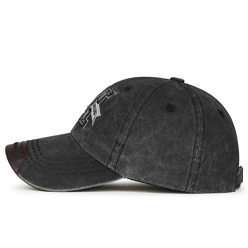 Women's & Men's Washed Distressed Letters Large Three-dimensional Embroidered Hats & Caps