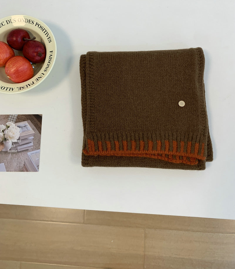 Wool Atmosphere Contrast Color Female Warm Scarfs