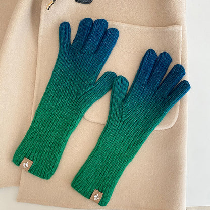 Color Open Finger Touch Screen Winter Gloves