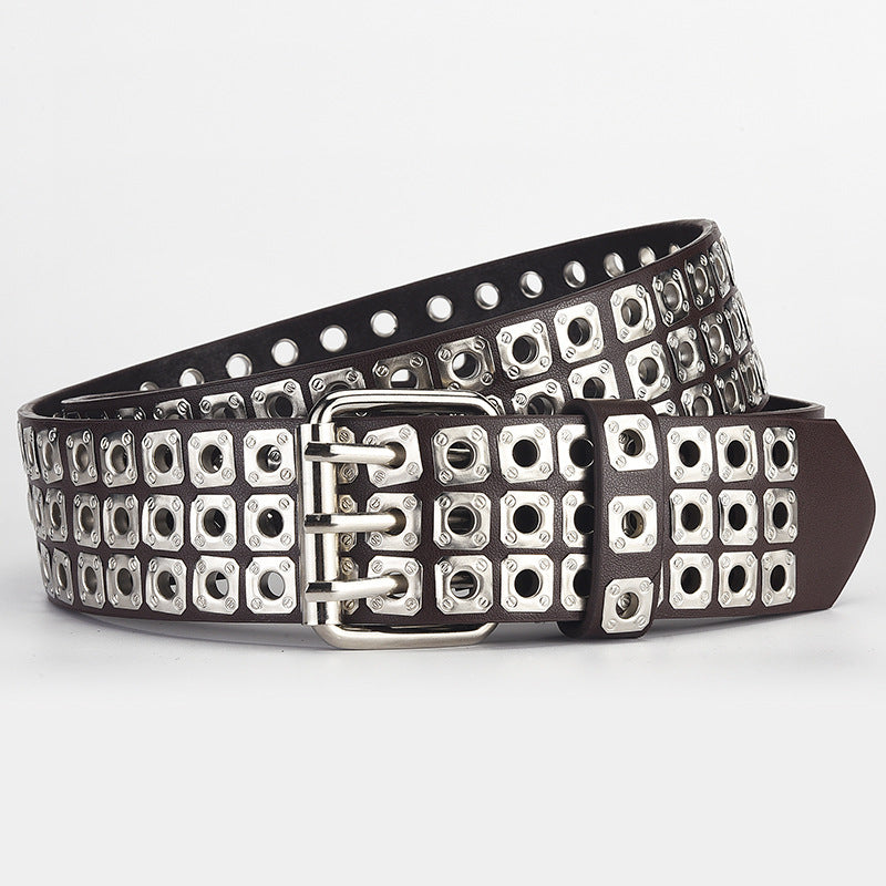 Women's & Men's Orange Hollow Air Hole Punk Personality Belts