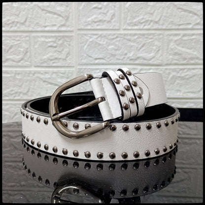 Women's White Jeans Soft Surface Pin Buckle Belts