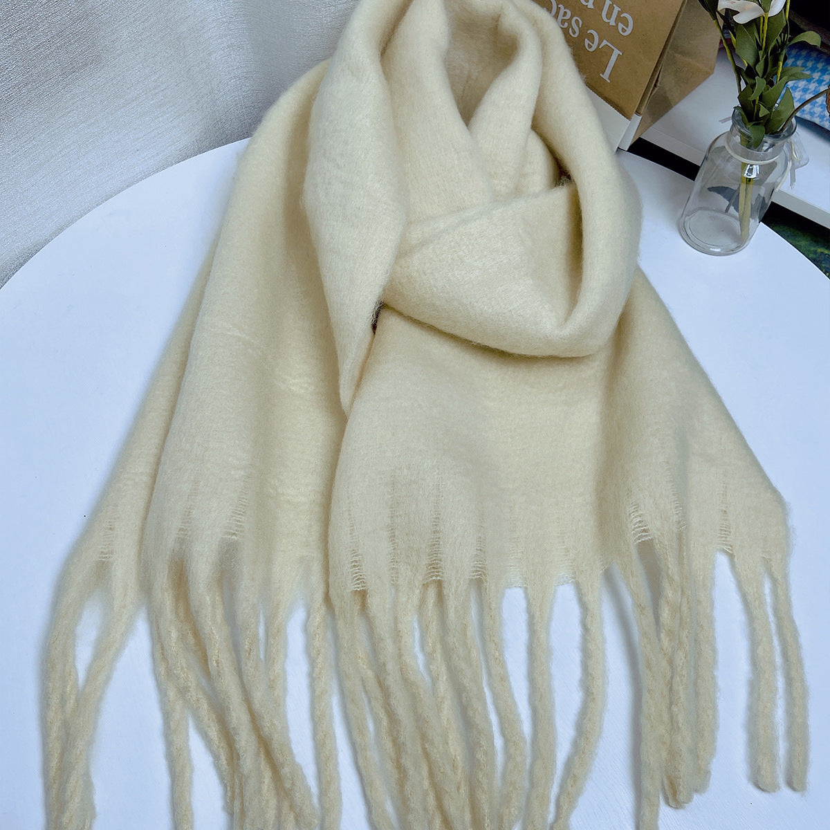 Women's Thick Warm Mohair Shawl Cashmere Silk Scarfs