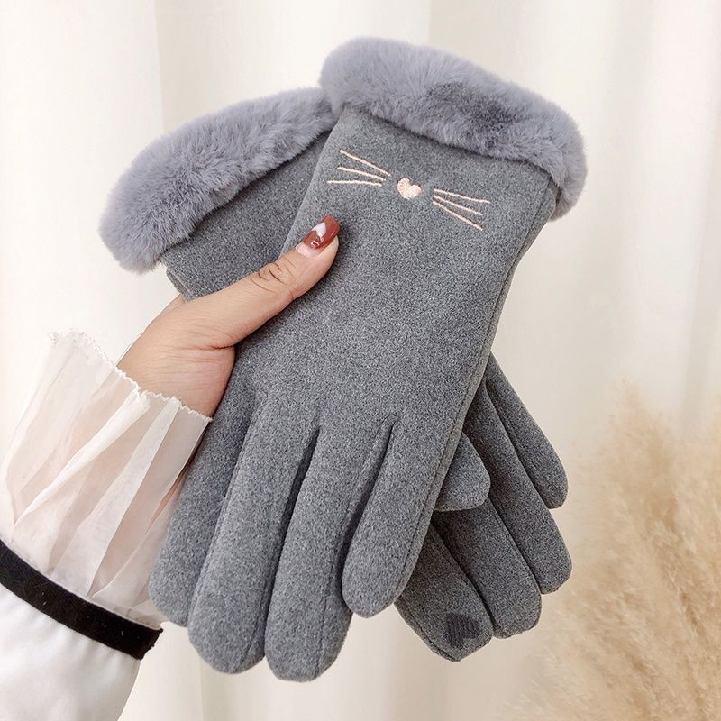 Women's Winter Warm Veet Padded Thickened Riding Driving Gloves