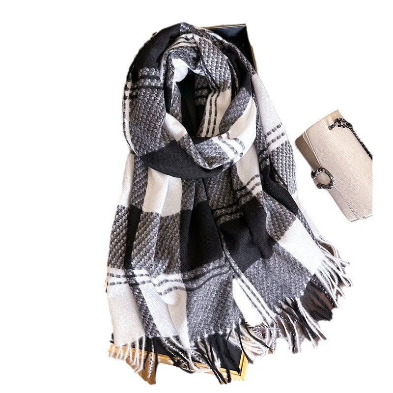 Nordic Style Large Plaid Warm Shawl Scarfs