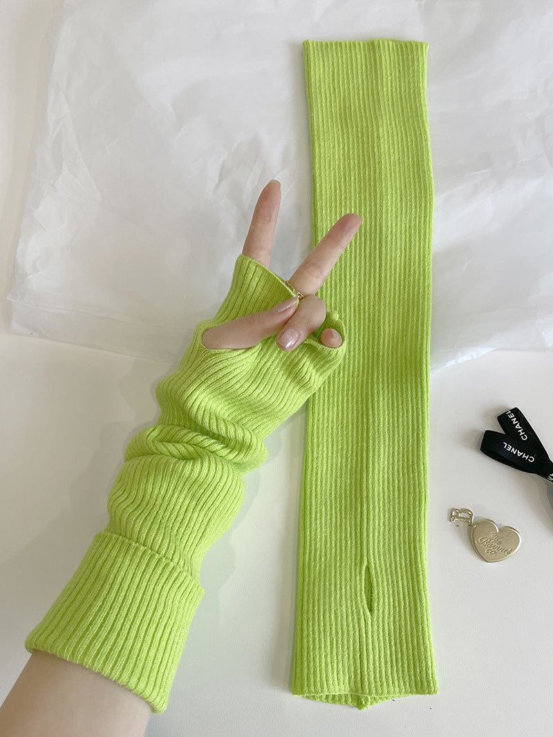 Women's Knitted Wool Half-sleeve Warm Open Finger Touch Screen Arm Gloves